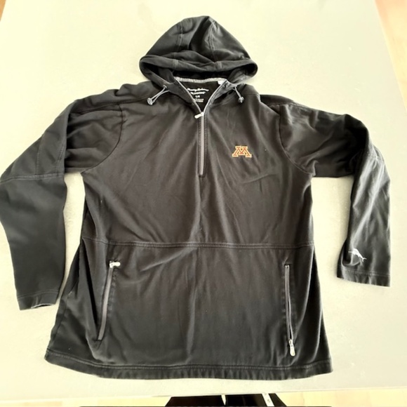 Men's Tommy Bahama Black Minnesota Gophers Hooded IslandZone 1/4 Zip XL - Picture 1 of 8